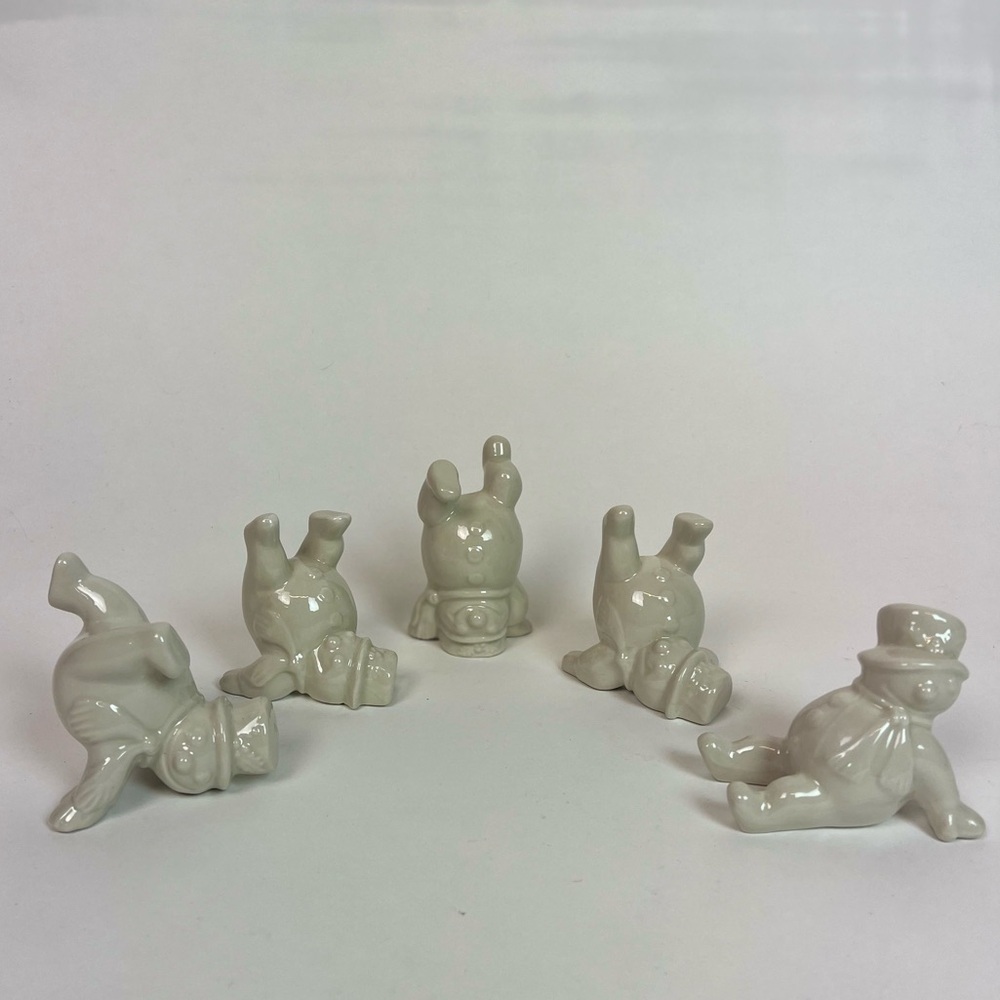 Arnels 1980 Tumbling Snowmen vintage Set of 5 Signed Ceramic Figures
